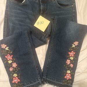 Rafaella Dark Blue Jeans with Floral Embroidery